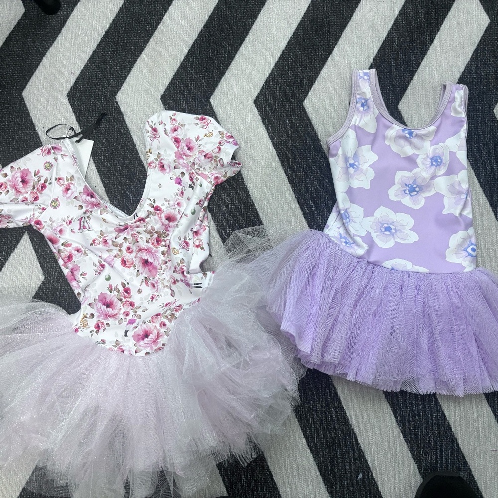 DanzNMotion & Danse De Paris Floral Tutu Leotards | Size 2-4 & 4